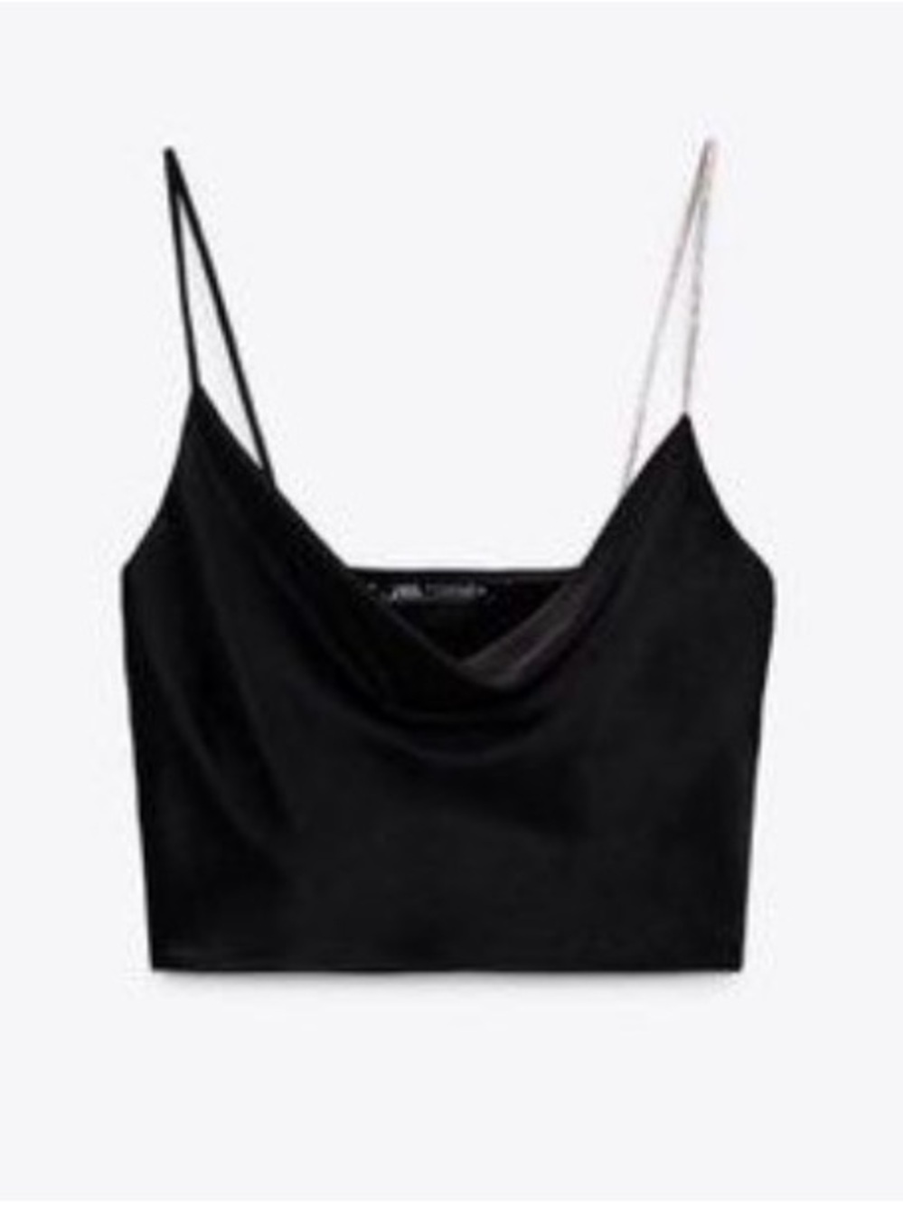Zara Black Draped Cowl Crop Camisole